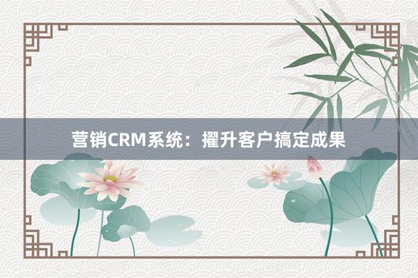 营销CRM系统：擢升客户搞定成果